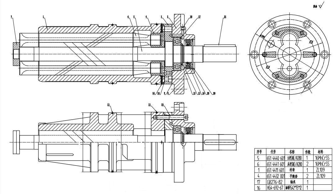 SNE/A280三螺杆芯子泵剖面图